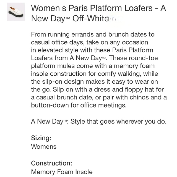 A New Day Women's Paris Platform Loafers - Off White - Picture 5 of 6
